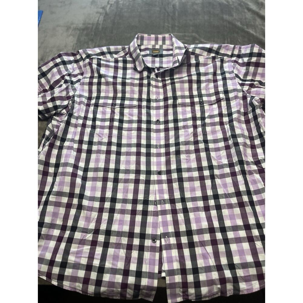 Foundry Supply‎ Co Purple Plaid Short Sleeve Button Down Shirt Mens 3XL